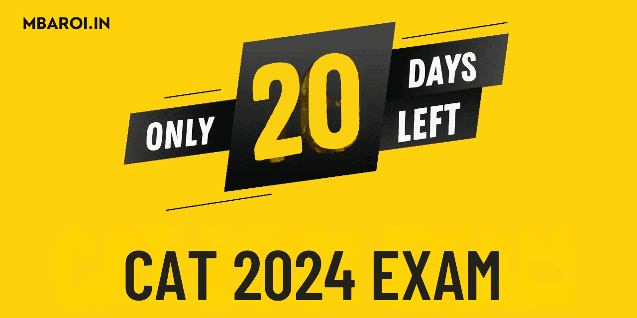 Yellow background poster with bold text reading Only 20 Days Left for CAT 2024 Exam