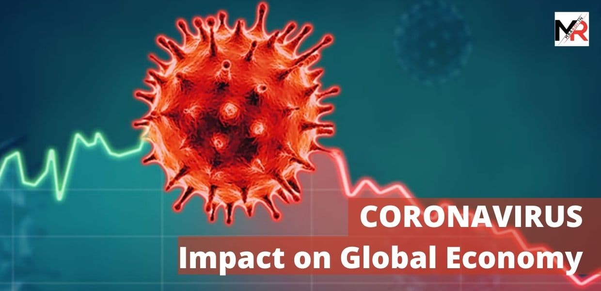 Illustration of coronavirus with its impacts on Global economy