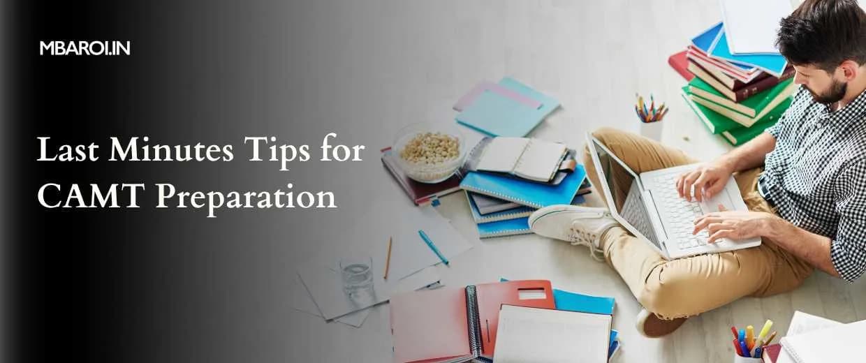 Student studying with laptop and notes – last minute tips for CAMT exam preparation