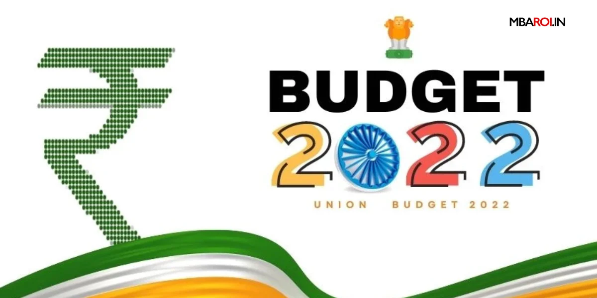 Union Budget 2022 poster with Indian Rupee symbol