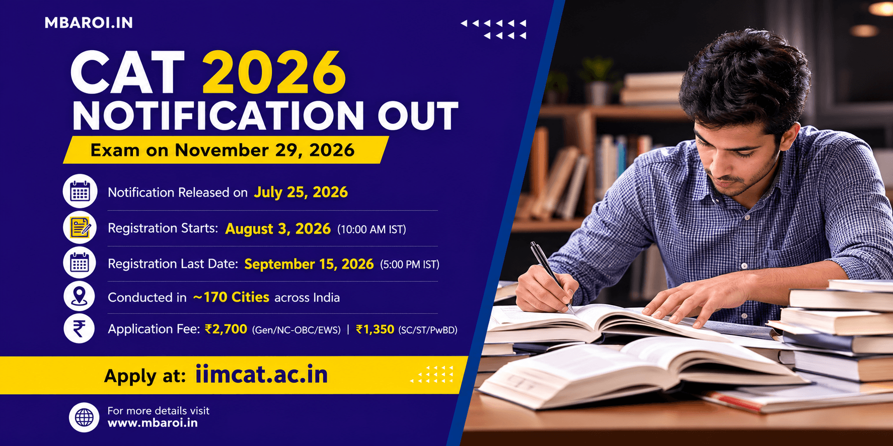 CAT 2026 notification on July 25, 2026