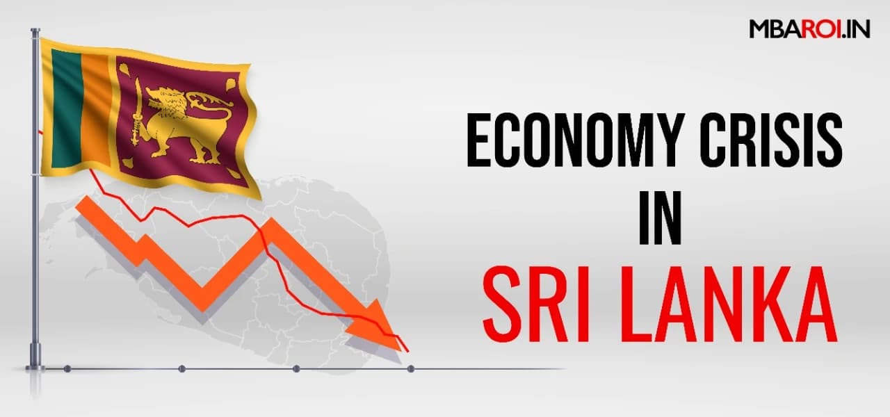 Sri Lanka flag with a downward graph symbolizing the country’s economic crisis