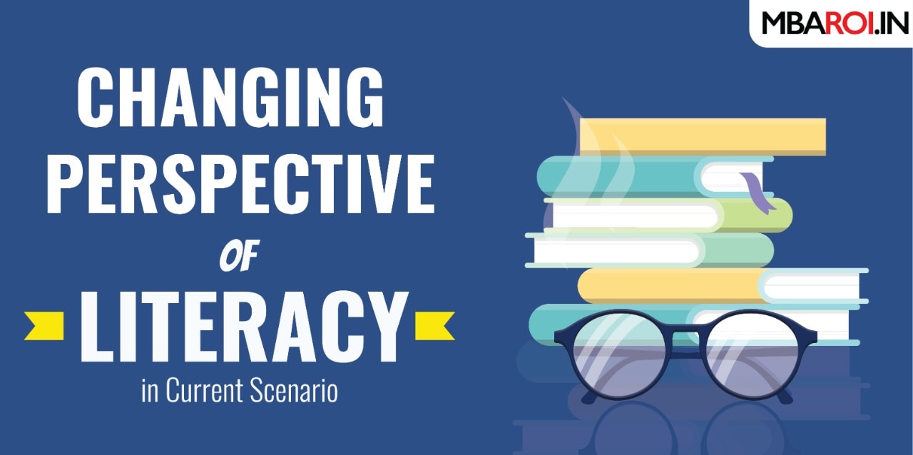 Changing Perspective of Literacy in Current Scenario shown by Books and reading glasses