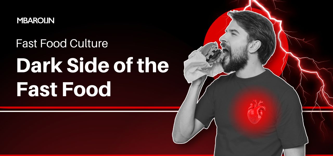 Man eating fast food with text dark side of the Fast Food