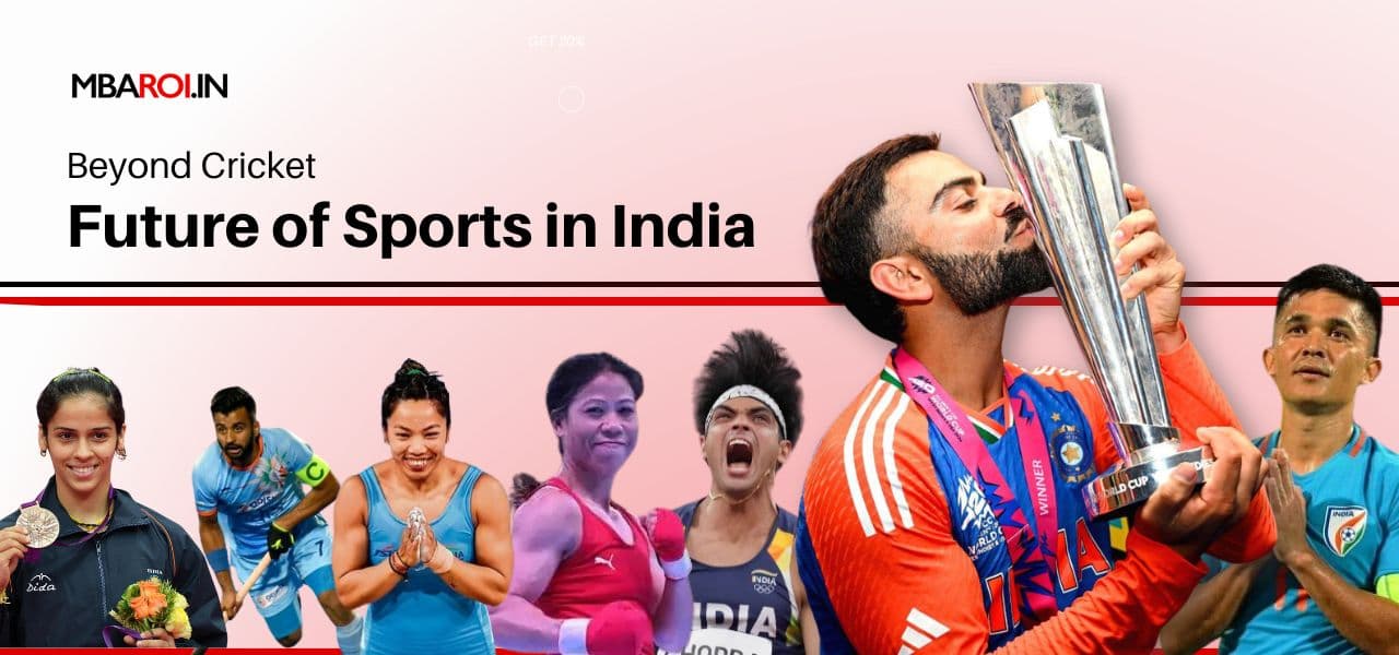 Athletes with text Future of Sports in India - Beyond Cricket