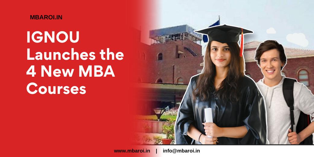 Students in front of College Building with text IGNOU Launches the 4 New MBA Courses