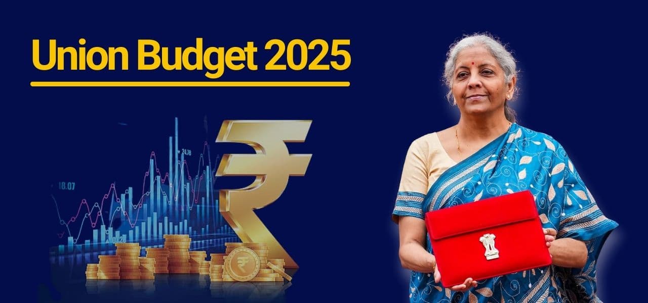 Finance Minister of India Mrs. Nirmala Sitaraman with text Union Budget 2025