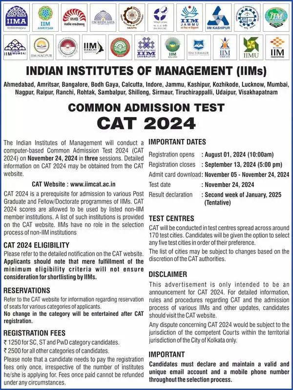 cat 2024 official notification 